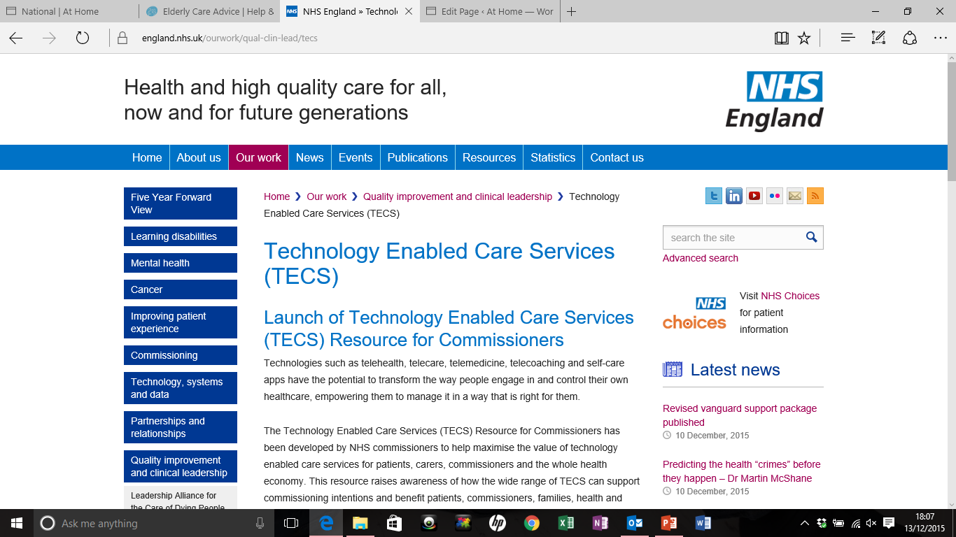 nhs-technology-enabled-care-services-website-screenshot